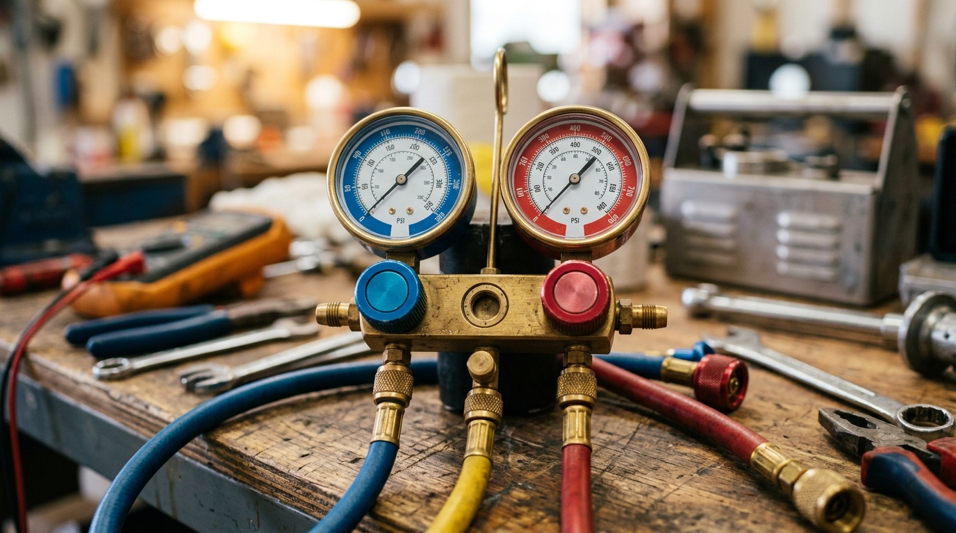 Diagnostic pressure gauges for heating and air conditioning repair